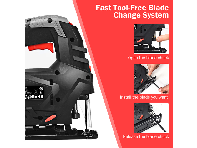 Ultimate Force 800W Electric Orbital Laser Jigsaw 5 Variable Speeds Woodwork Cutting w/6 Blades