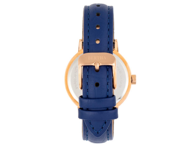 Bertha Cecelia Leather-Band Watch (Blue)