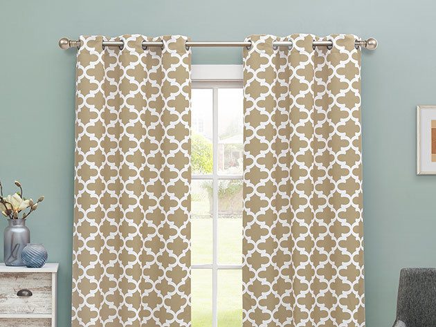 Kyra Blackout Grommet Panel Curtains (Taupe)