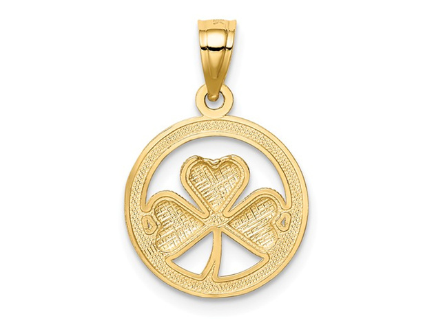 Celtic Clover Leaf Pendant Necklace in 14K Yellow and White Gold with Chain