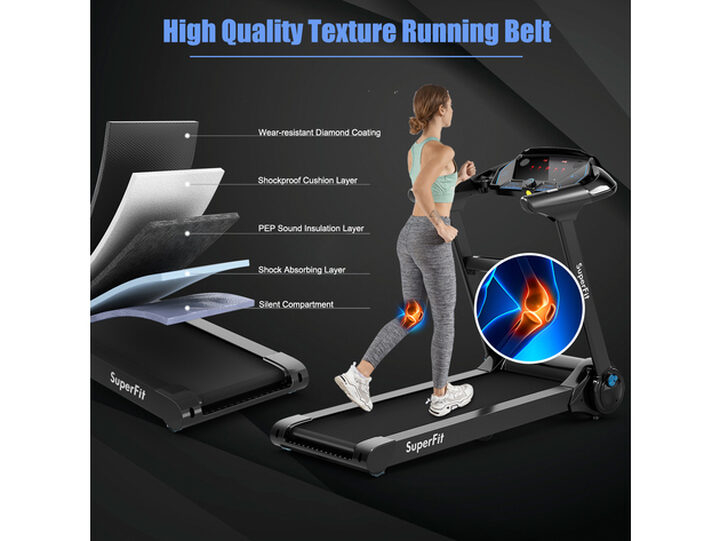 Goplus 2.25 hp folding treadmill best sale running machine led touch display