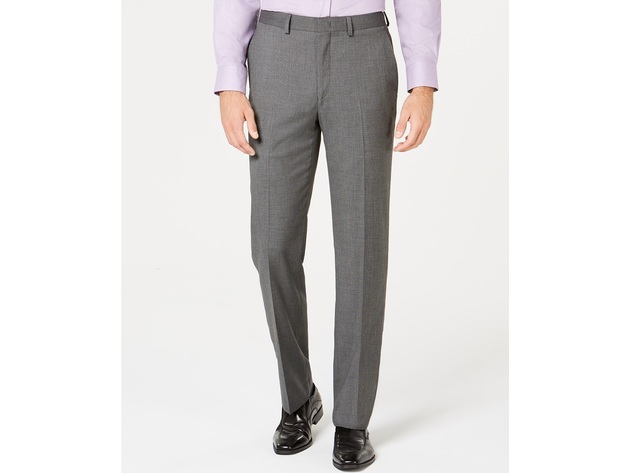 Ryan Seacrest Distinction Men's Ultimate Moves Modern-Fit Stretch Black/White Birdseye Suit Pants  Black Size 30X32