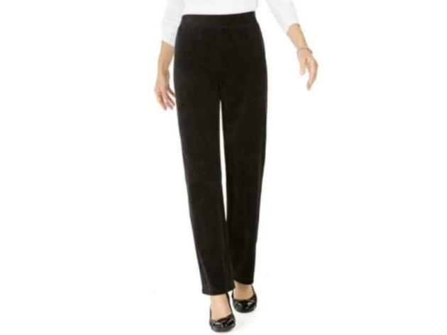 Karen Scott Women's Petite Velour Pull-On Pants Black Size Petite