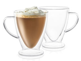 Alba 15oz Coffee & Tea Glass Mug (Set of 2)