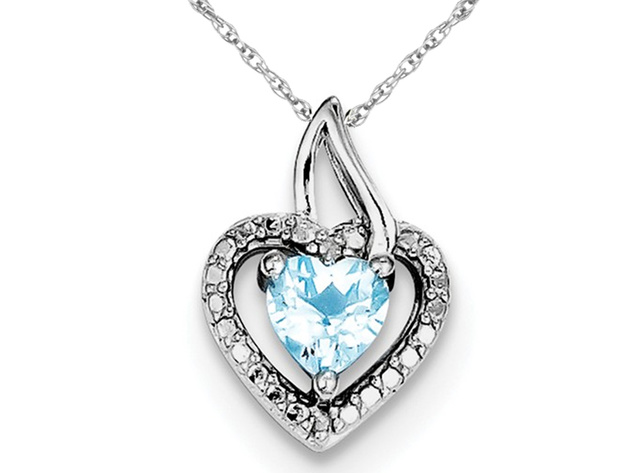 2/5 Carat (ctw) Blue Topaz Heart Pendant Necklace in Sterling Silver with Chain