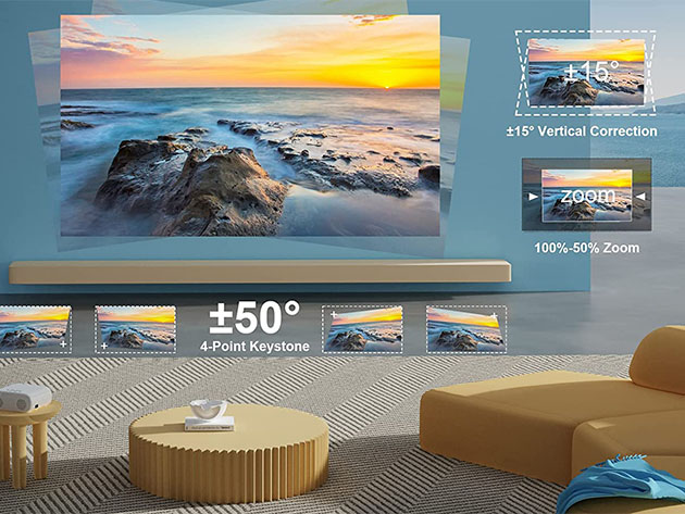 FHD Movie Projector with Bluetooth, WiFi 6, & 4K Input Support