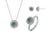 4-Piece Elegant Moissanite Jewelry Gift Set with Adjustable Ring (Blue Green)