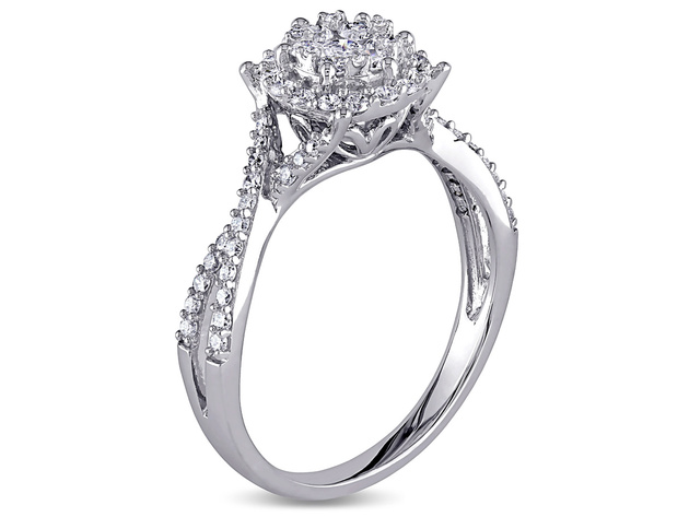 Diamond Halo Engagement Ring 1/2 Carat (ctw) in 10K White Gold - 7
