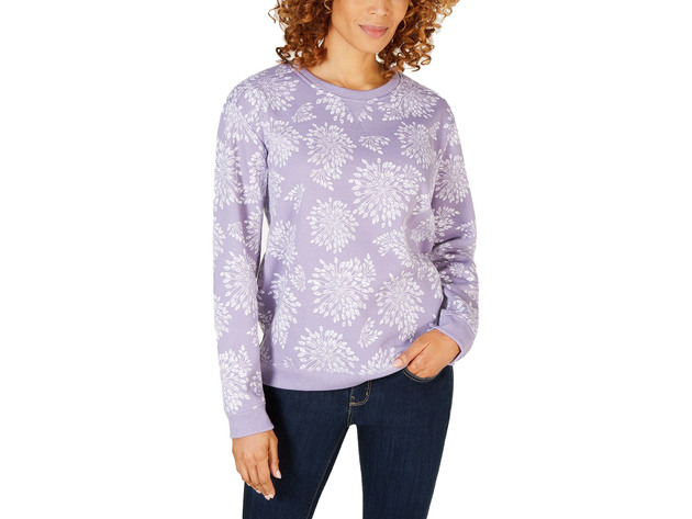 Karen Scott Women's Floral-Print Sweatshirt Lilac Size Large