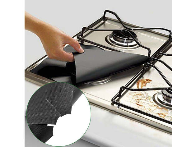 4-Pack Reusable Non-Stick Liners for Gas Stovetops