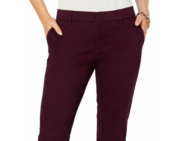 Tommy Hilfiger Women's Faux-Suede Slim Pants Red Size 4