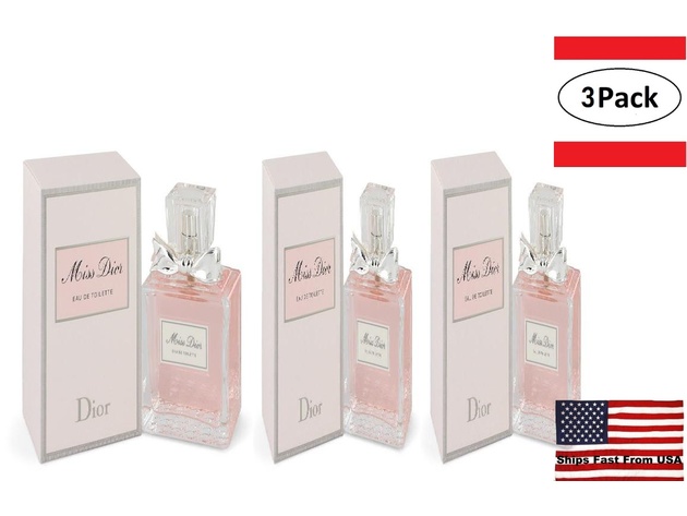 3 Pack Miss Dior (Miss Dior Cherie) by Christian Dior Eau De Toilette Spray (New Packaging) 3.4 oz for Women