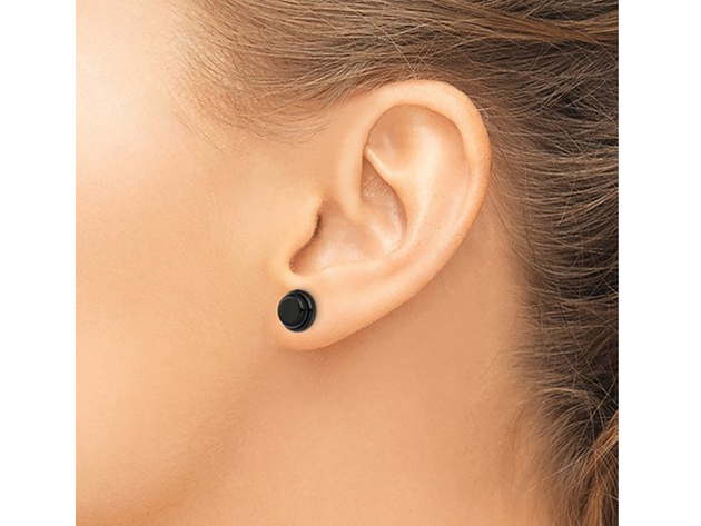 Stainless Steel Polished Black Plated Post Earrings
