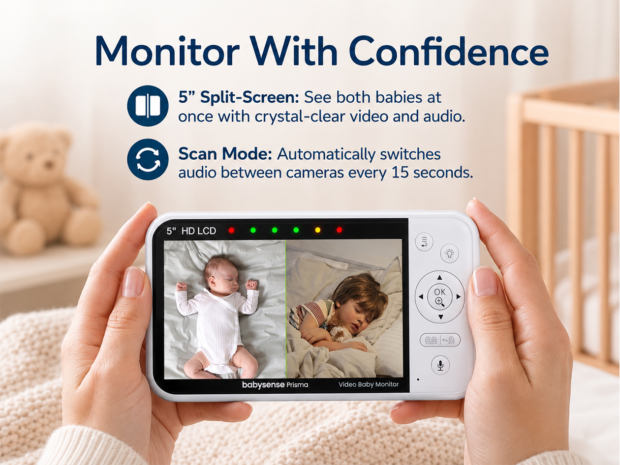 Babysense Prisma: HD Non-Wi-Fi Video Baby Monitor (2 Cameras)