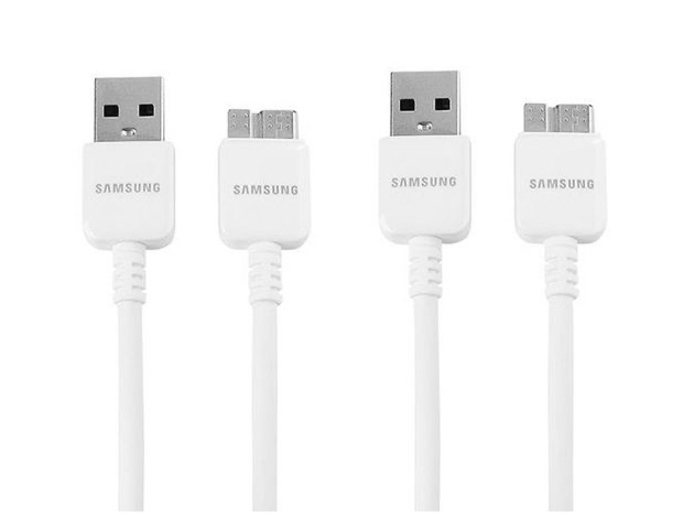 Samsung USB 3.0 Data Cable for Galaxy S5/ Note 3, 2 Pack - Non-Retail Packaging - White