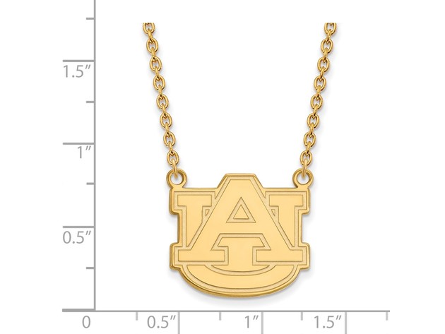 14k Gold Plated Silver Auburn U Large 'AU' Pendant Necklace