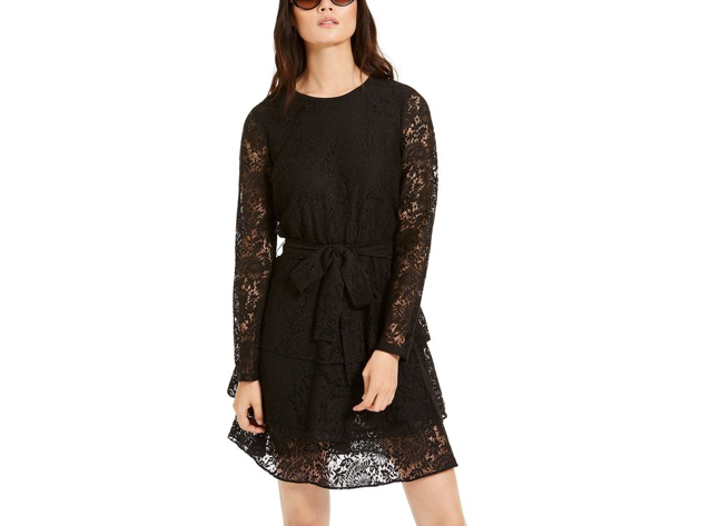 Michael Kors Women's Tiered Lace Dress Black Size Small
