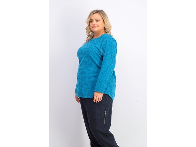 Karen Scott Women's Plus Sport Space-Dye Microfleece Top True Teal Size 3 Extra Large
