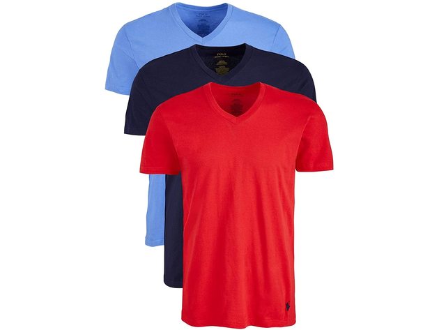 Polo Ralph Lauren Men's Classic V-Neck Cotton T-Shirt 3-Pk. Med Blue Size  Large | StackSocial