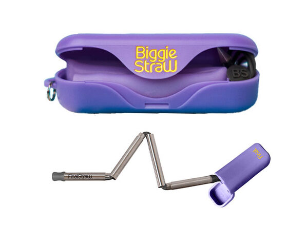2-Pack Bundle: BiggieStraw (Porpoise-Ful Purple Case & Straw) + FinalStraw (Porpoise-Ful Purple Case & Silver Straw) 