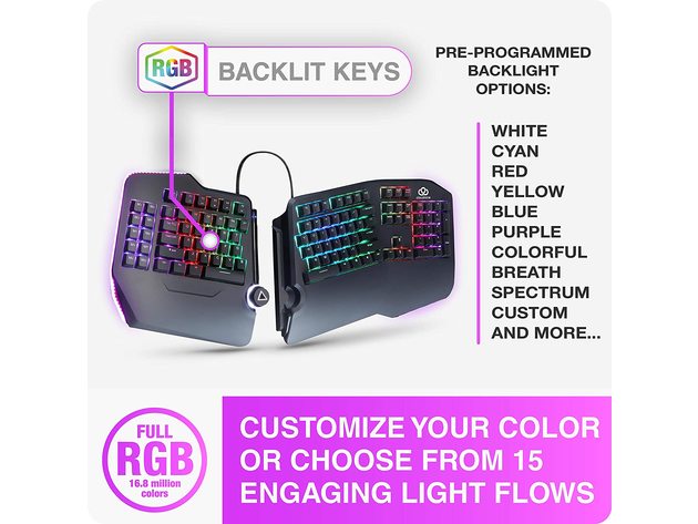 Cloud Nine C989M Ergonomic Mechanical Keyboard -Cherry RGB MX Brown Switches- (Refurbished)