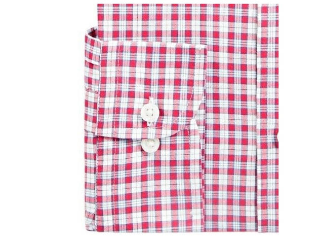 Club Room Men's Performance Plaid Shirt with Pocket Red Size 16x34-35