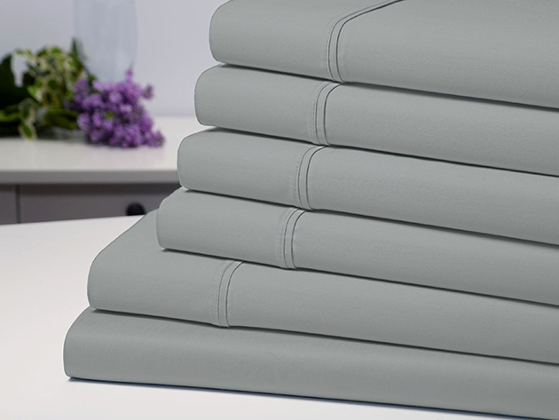 6-Piece Bamboo-Blend Comfort Luxury Sheet Set (Silver/Full)