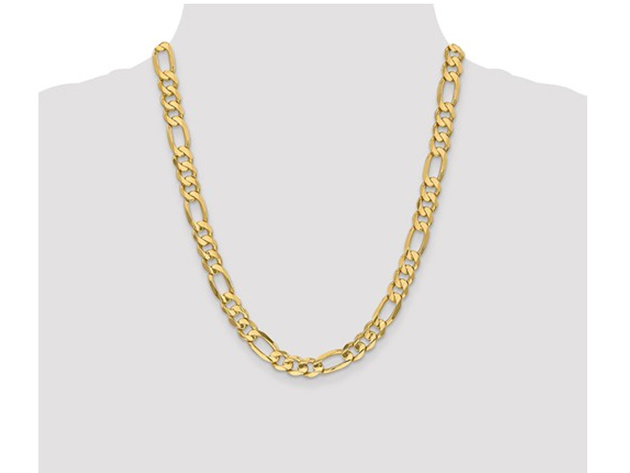 Mens 8.75mm Concave Figaro Necklace 22 Inches in 14K Yellow Gold