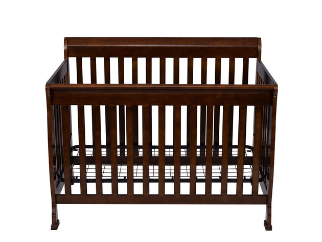 Costway Coffee Pine Wood Baby Toddler Bed Convertible Crib Nursery Furniture Children