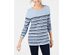 Karen Scott Women's Striped Cotton Lace-Up Sweater Blue Size Extra Large
