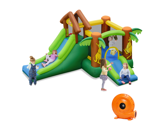 Costway Inflatable Jungle Bounce House Kids Dual Slide Jumping Castle Bouncer