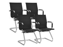 Costway Set of 4 Office Chairs Waiting Room Chairs for Reception Conference Area - Black