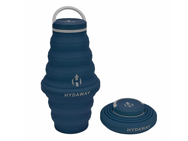 Hydaway 25oz Collapsible Water Bottle with Cap Lid (Seaside Blue)