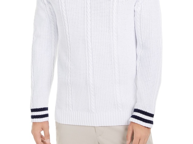Club Room Men's Textured Cricket Sweater  white Size 2 Extra Large