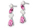 2.45 Carat (ctw) Opal and Lab Created Pink Sapphire Dangle Drop Earrings in 14K White Gold