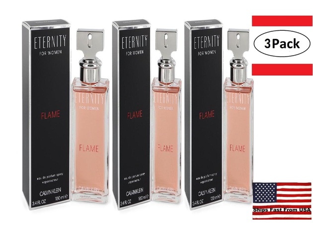 3 Pack Eternity Flame by Calvin Klein Eau De Parfum Spray 3.4 oz for Women  | StackSocial