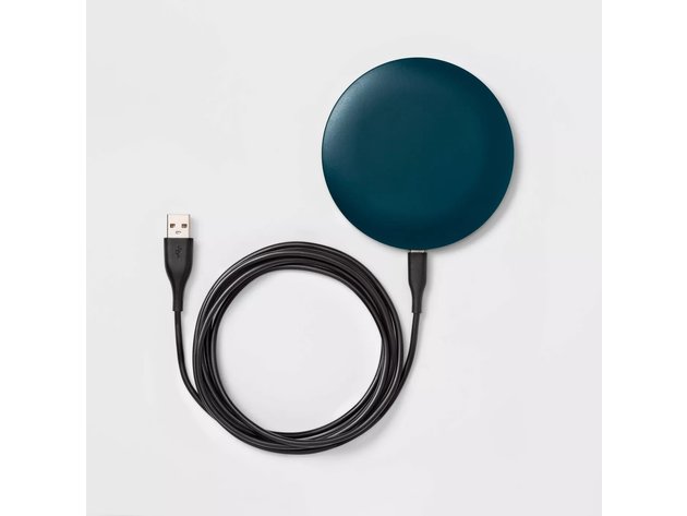 Heyday Qi Wireless 5 Watts Power Charging Puck with LED Charge Indicator Light, Dark Teal