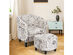 Costway Barrel Modern Accent Tub Upholstered Chair French Print w/ Ottoman - Beige