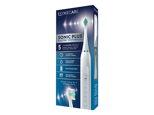 LomiCare Sonic Plus Electric Toothbrush (White)