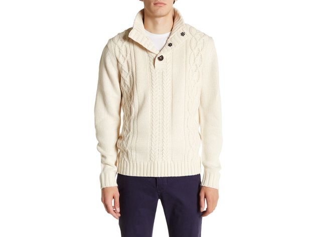 Weatherproof Men's Button Mock-Neck Sweater Beige Size Extra Large