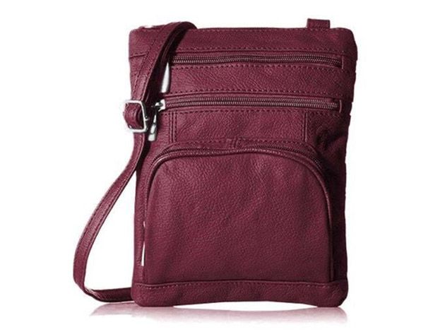 Krediz Leather Crossbody Bag for Women (X-Large/Burgundy)