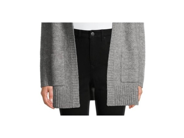 Pink Rose Women's Juniors' Open Cardigan Sweater Gray Size Small