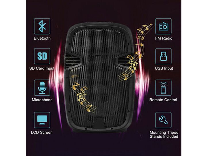 Costway Dual 12 in 2 way 2000W Powered Speakers with Mic Speaker