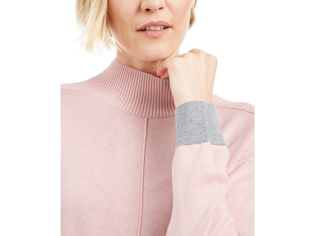 Karen Scott Women's Erin Cotton Colorblocked Mock-Neck Sweater Pink Size Extra Large