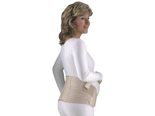 FLA Orthopedic Latex Free Soft Form Maternity Support Belt with Multi-Layered Laminate with a Cotton/Nylon Lining, Small/Petite (Pre-pregancy Dress Size: 2-6), Beige