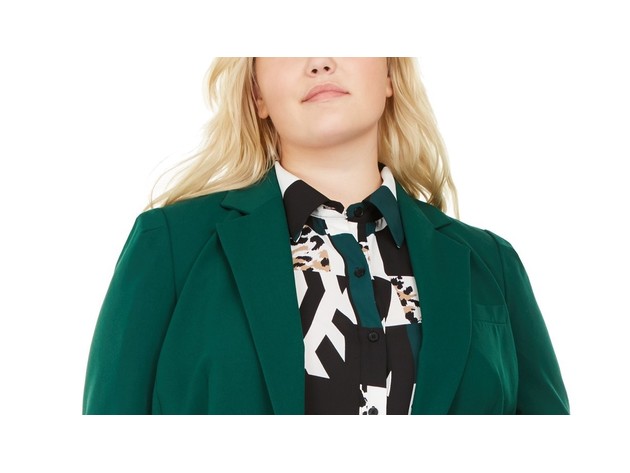 Bar III Women's Trendy Plus Size Stretch Blazer Green Size 24