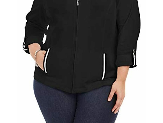 Karen Scott Women's Plus Size French Terry Jacket  Black Size 2 Extra Large