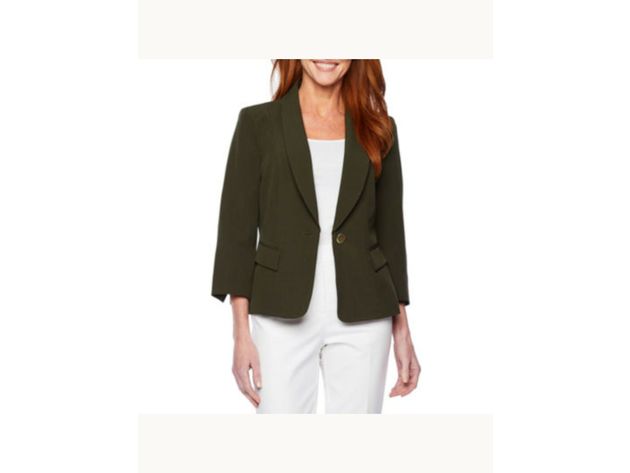 Kasper Women's 1 Button Shawl Collar Jacket Green Size 12