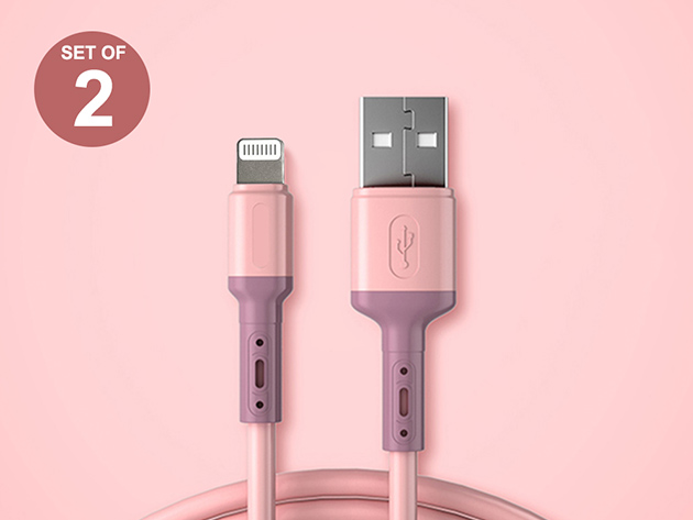 Colorful Lightning Charging Cables (2-Pack/Pink)