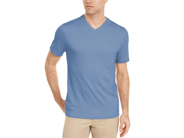 Tasso Elba Men's Men's Supima Blend V-Neck Short-Sleeve T-Shirt Blue Size Extra Large